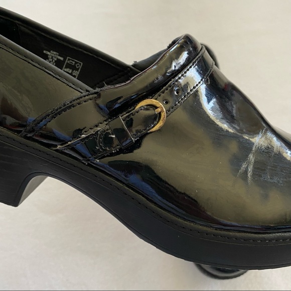 Lands End Women's Black Patent Leather Chunky Clogs Shoes Size 11 D - Y2K - Picture 12 of 13